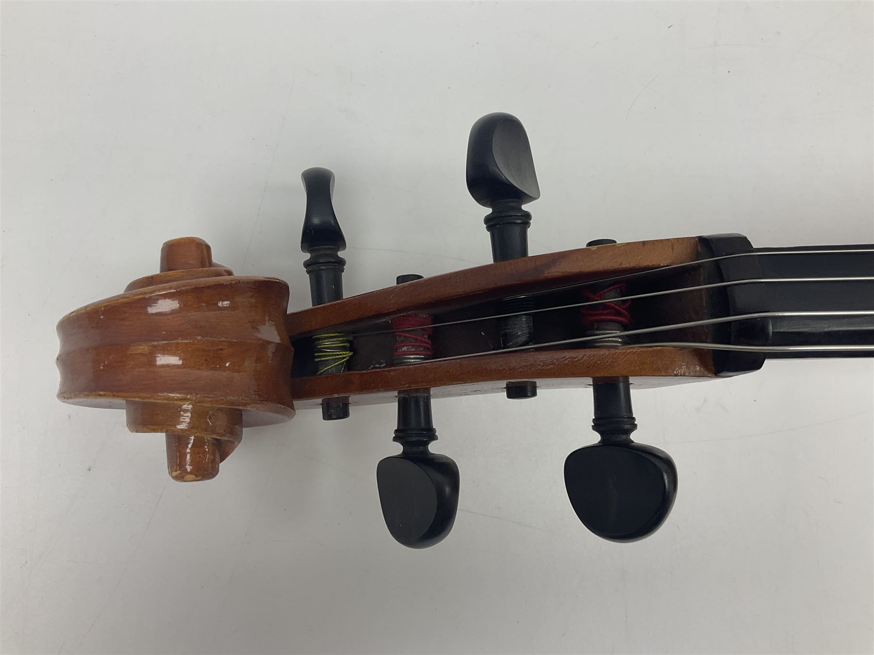 German half-size cello with 69cm two-piece maple back and ribs and spruce top; L112.5cm overall; in soft carrying case with two bows