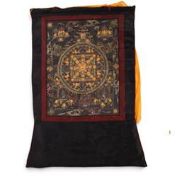 Nepalese 'Bhavacakra' or 'Wheel of life' thangka, H65cm