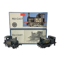 Nu-Cast ‘00’ gauge - two kit built steam locomotives comprising NER/ LNER/BR Class Y8 0-4-0T no.8091 in LNER black; LNER Class Y5 (GER 209)/Nielson 12” Mineral 0-4-0 “Coffeepot” Saddle Tank in LNER black; both with original boxes (2) 