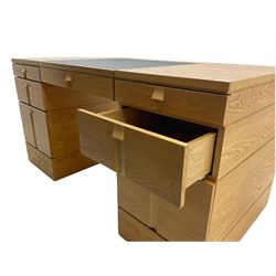 Marks and Spencer Home - light oak office desk, fitted with drawers, inset writing surface with hinged compartment