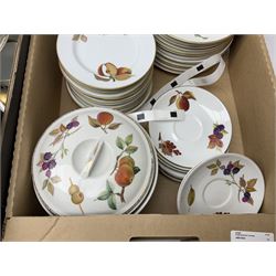 Extensive collection of Royal Worcester Evesham pattern tea and dinner service and other items, to include two teapot, covered serving dishes, vases, oval serving dishes, dinner plates, side plates etc 