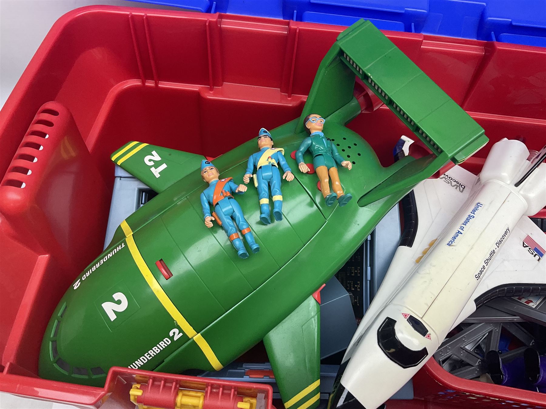 Collection of 1990s toys, including Biker Mice from Mars, Teenage Mutant Ninja Turtles, Thunderbirds etc in three boxes 