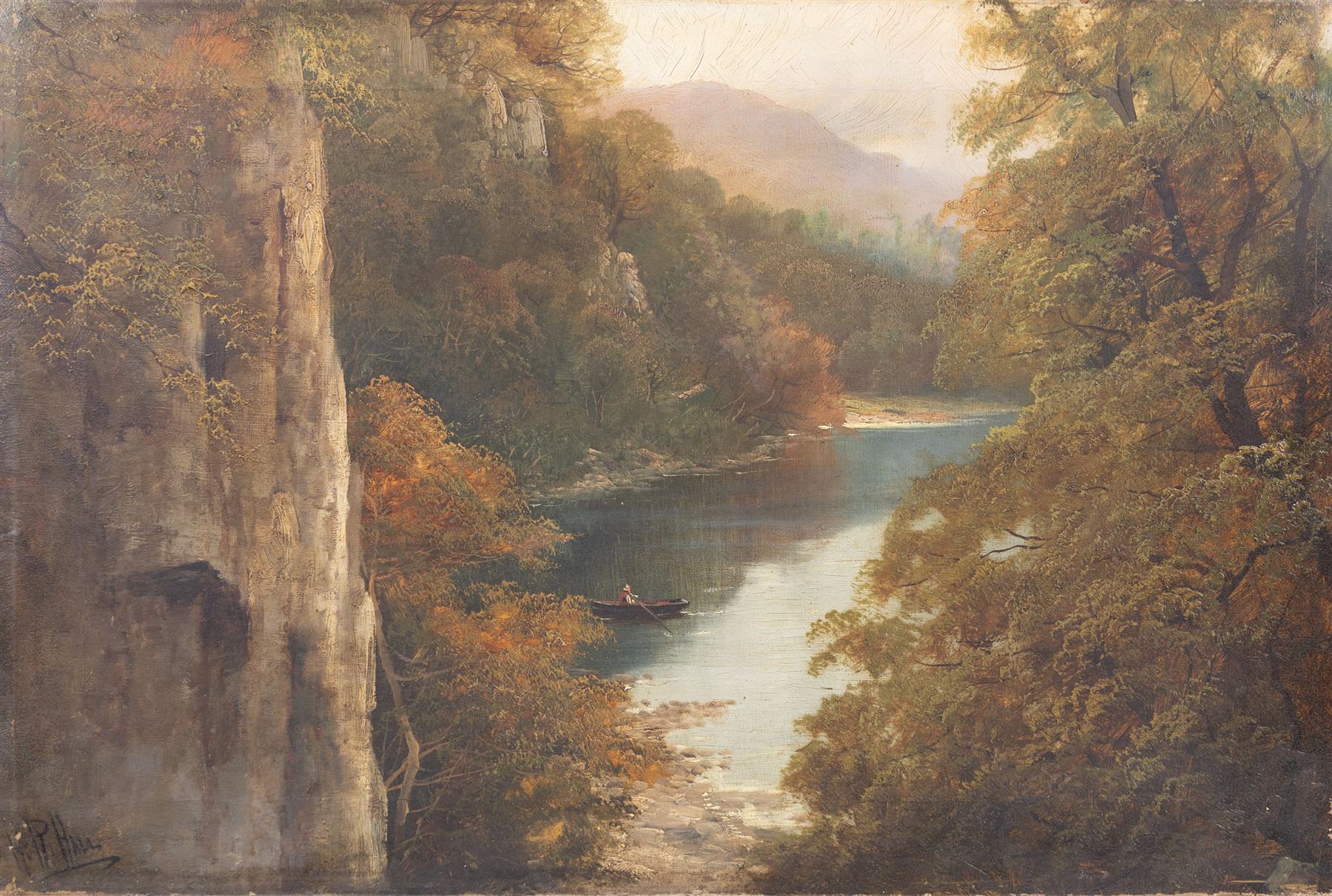 Henry Robinson Hall (British, 1859-1927): 'Stybarrow Crag Ullswater', oil on canvas signed, titled verso 41cm x 61cm (unframed)
