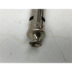 ‘The Metropolitan’ Police ebonised and black leather swagger stick, with combined whistle, 60cm