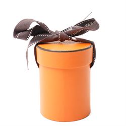 Hermès - leather tassel keyring or bag charm, taupe leather with palladium-tone split ring, with box
