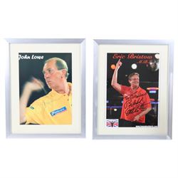 Collection of signed sporting photographs, including Jimmy White, Phil Taylor, Bobby George, Eric Bristow, John Lowe, mostly dedicated, together with spurious signatures of Michael Schumacher and of Lionel Messi