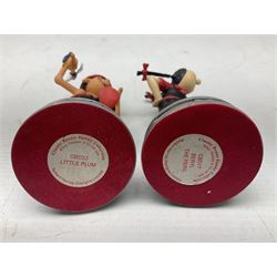 Ten Robert Harrop figures from the Beano Dandy collection, comprising Desperate Dan Keep on Rolling BDS10, Hank From The Three Bears BD37, Desperate Dan CBD15, Little Plum CBD23, 'Erbert CBD16, Fatty CBD08, Babyface Finlayson CBD06, Roger the Dodger CBD04, Beryl the Peril CBD17 and Collectors Plaque BDCP, all with boxes