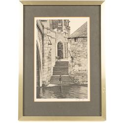 Stuart Walton (Northern British 1933-): York Minster from Precentor's Court, The Shambles - York, View of Lendal Bridge from Dame Judy Dench Walk and Steps Leading from Wellington Row beneath Lendal Bridge to the River Ouse, set of four prints signed with initials and dated '78 in pencil 27.5cm x 17.5cm (4)