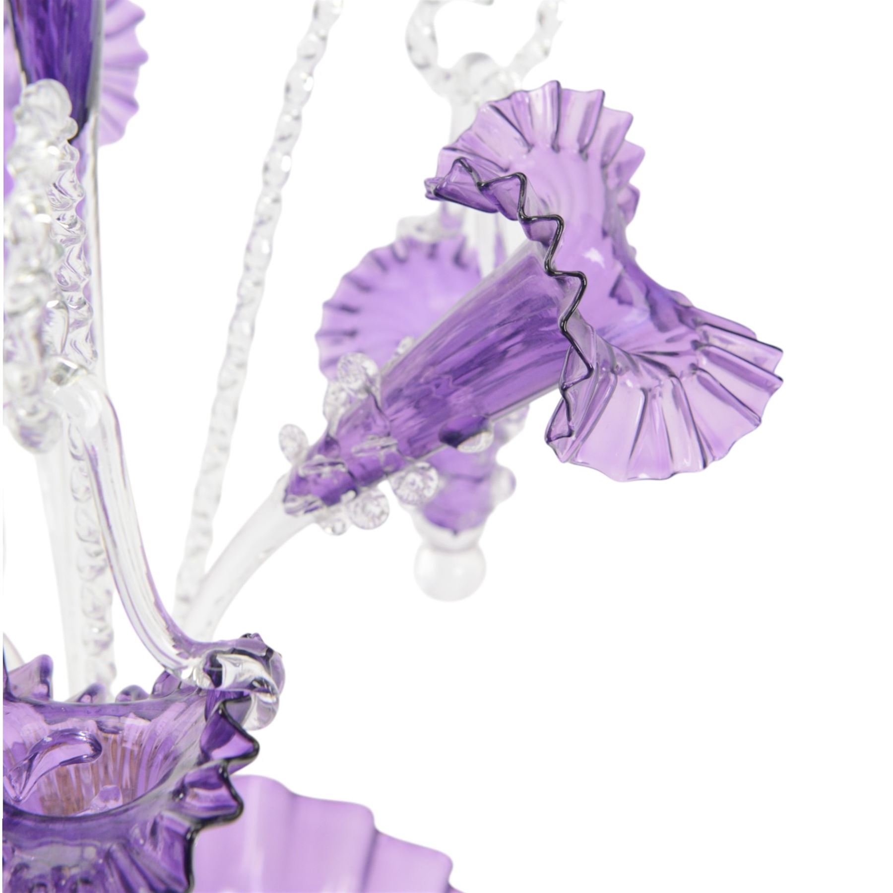 Victorian style English three basket amethyst glass epergne, H62cm