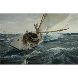 Charles Napier Hemy (British 1841-1917): 'Life' sloop under Sail, colour print pub. 1913 signed in pencil 57cm x 81cm
