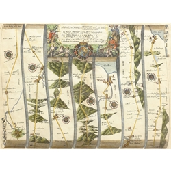 John Ogilby (British 1600-1676): 'The Roads from York to Whitby and Scarborough', engraved strip map with later hand colouring pub. 1675, 33cm x 46cm