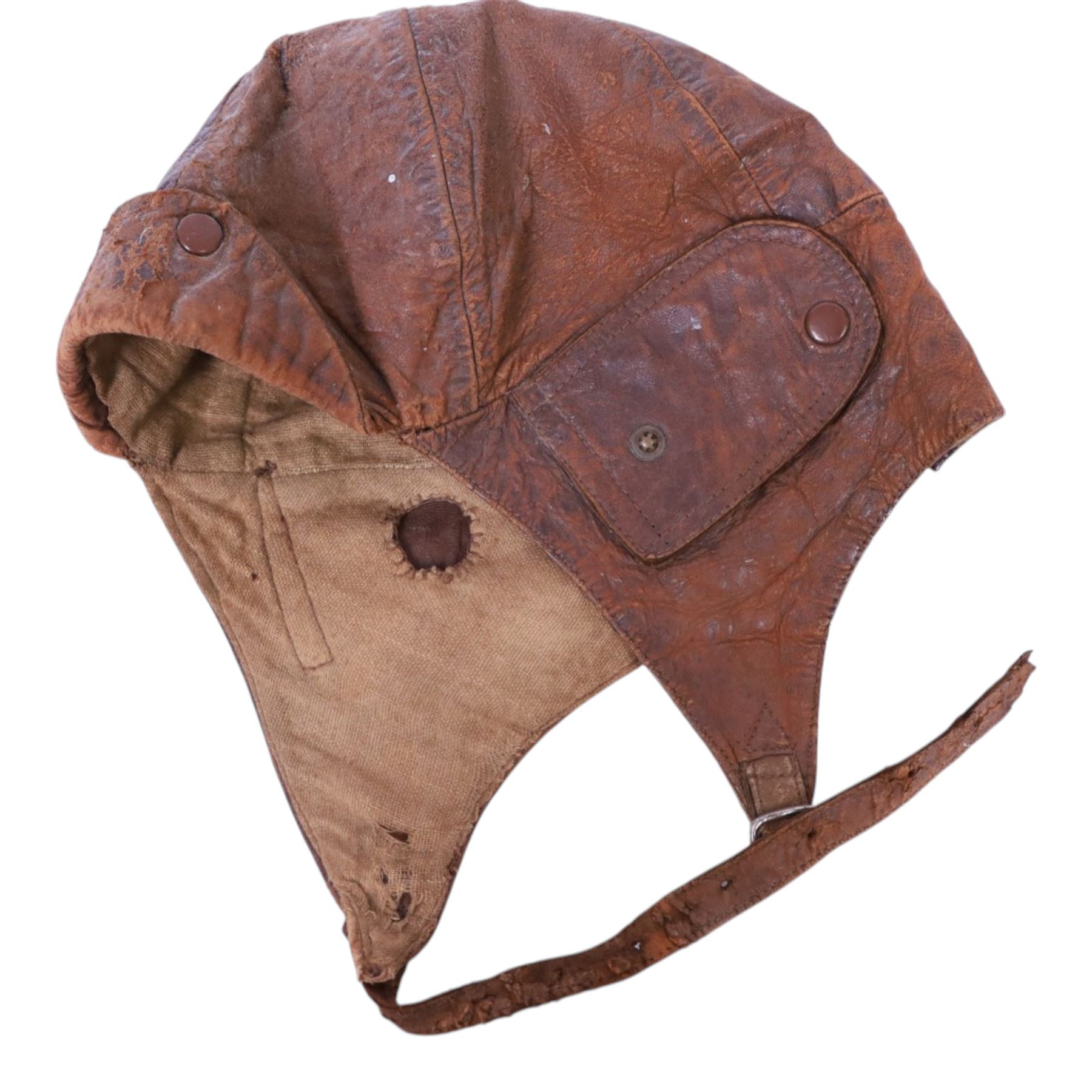 WWI observer's leather flight cap 