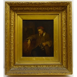  Continental School (19th century): Study of a Man in a Tavern, oil on oak panel unsigned 24.5cm x 20.5cm   