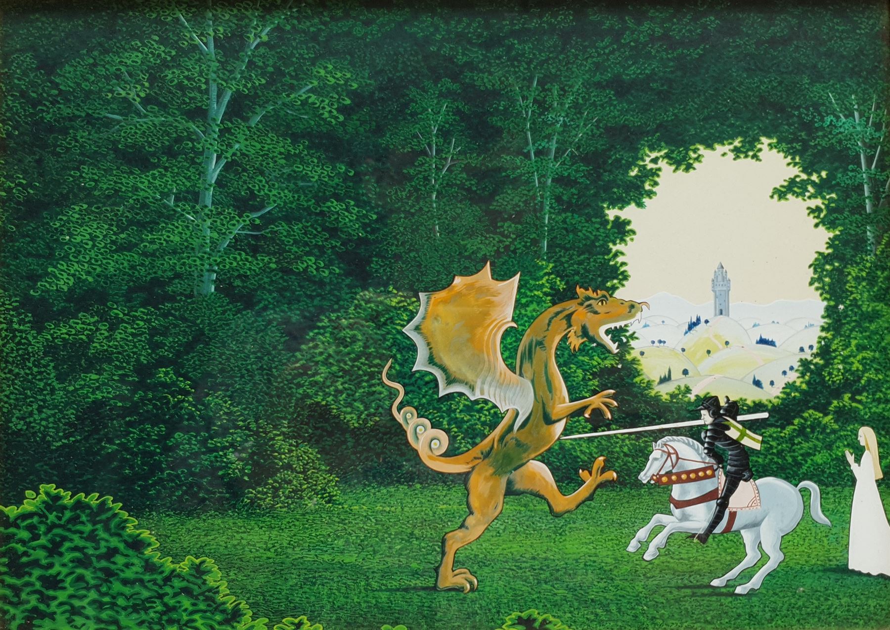 Peter Goodfellow (British 1950-): 'The Green Knight', gouache signed and titled verso 19cm x 27cm