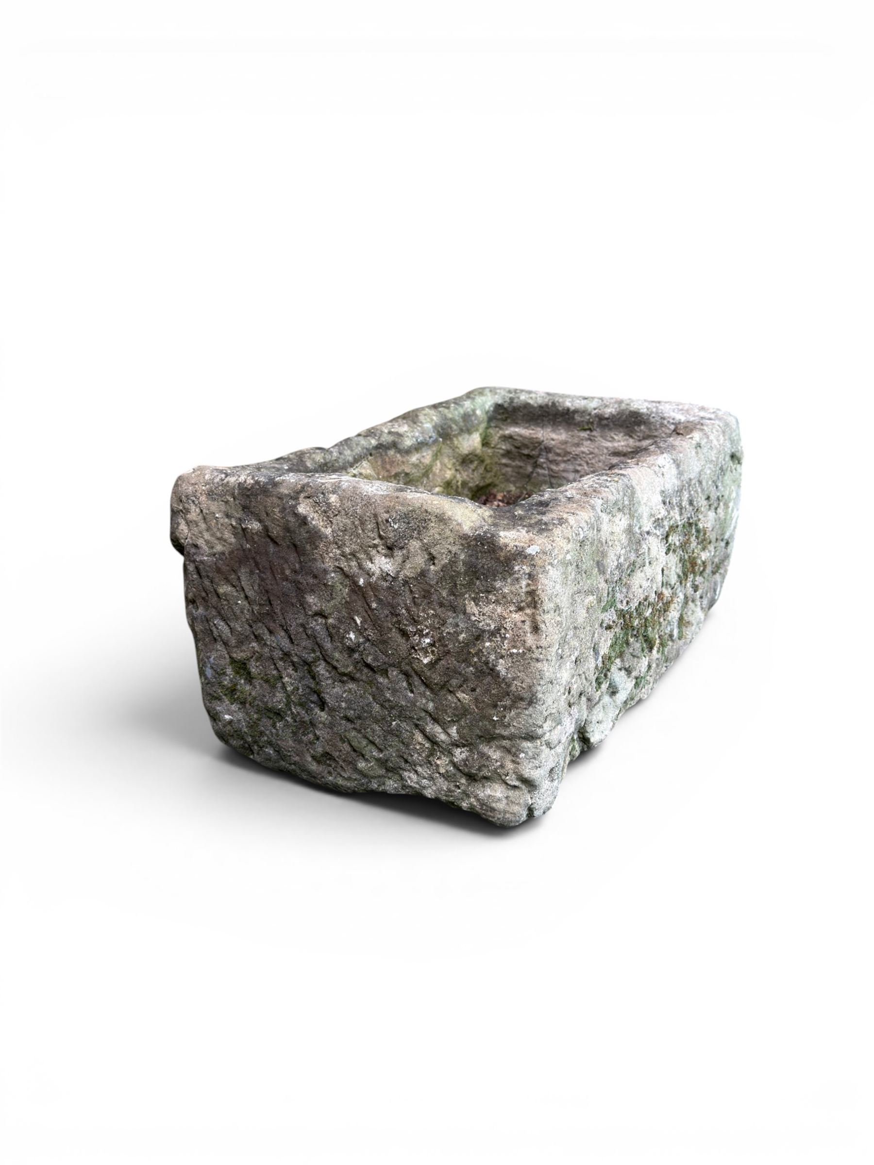 18th century hewn stone rectangular planter