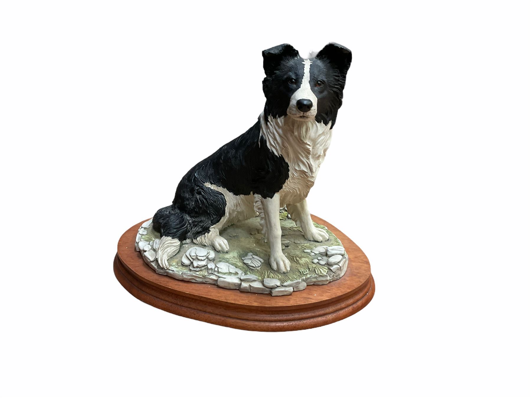 Border fine arts figure, Border collie, model no MT07, by M Turner H22cm, along with Border fine arts figure Spilt milk, model number JH99, by Ray Ayres H15cm.