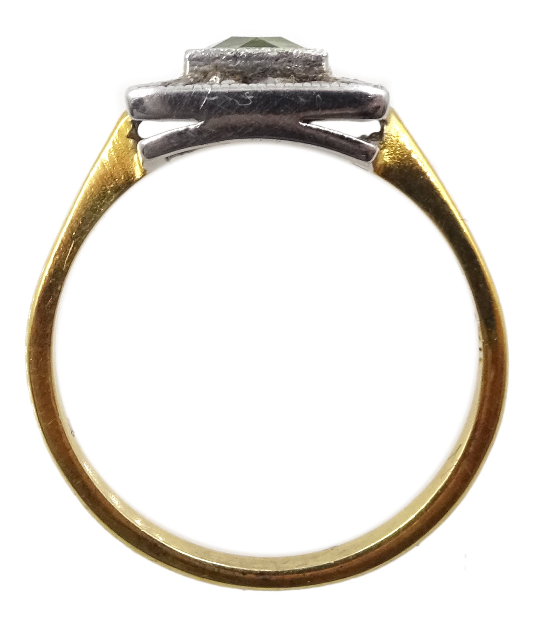 Silver-gilt peridot and cubic zirconia ring, stamped sil