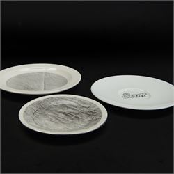 Alice Aldis (British 2002-); 'Toilet Paper Ornamentation - Collection One', hand-bound catalogue; together with three transfer-printed plates, largest D20cm 