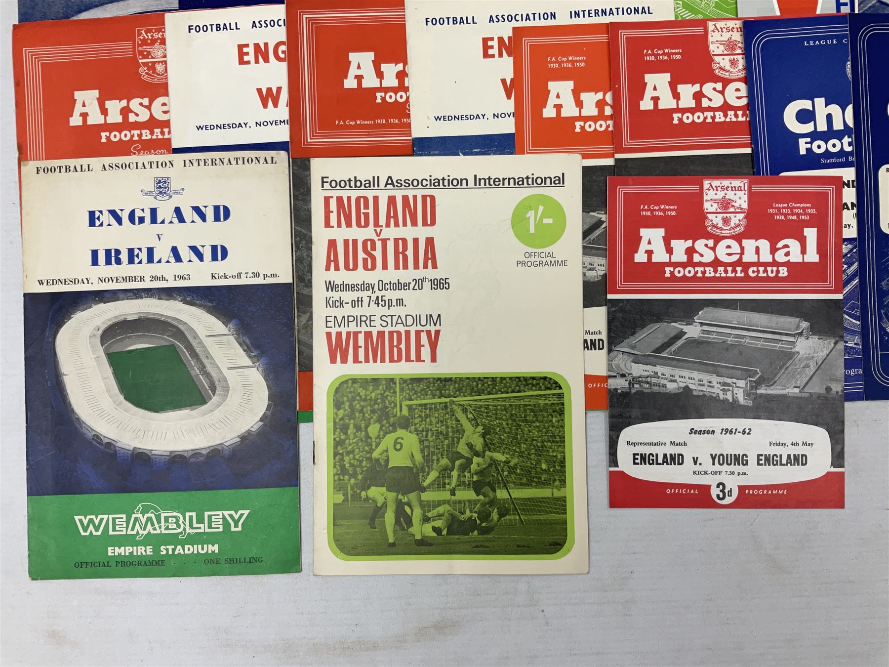 Football programmes - thirteen various England and England Youth matches 1953-77; European Cup Winners Cup Final May 19th 1965 TSV Munchen 1860 v West Ham; European Champions Club Cup Final May 29th 1968 Benfica (1) v Manchester United (4), the famous Bobby Charlton final; seven Wealdstone F.C. 1950-66 including London Senior Charity Cup Final May 10th 1952; Harrow Town Football Challenge Cup April 14th 1948; and eight F.A. Amateur Cup Finals and Semi-Finals plus three song sheets 1956-68 (34)