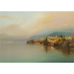 John Shapland (British 1865-1929): Town on an Italian Lakeside, watercolour signed 49cm x 70cm