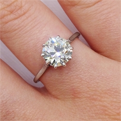Platinum single stone diamond ring c.1940's, diamond approx 2.00 carat

[image code: 5mc]