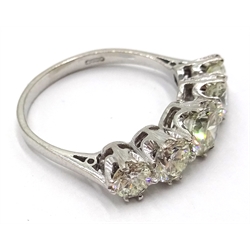  Graduating five stone diamond white gold ring hallmarked 18ct diamonds approx 1.9 carat  
