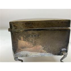 Pocket watch case with hammered silver mounted front, hallmarked Birmingham, together with a silver mounted square box, hallmarked Birmingham 