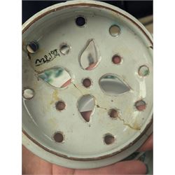 Continental ceramic hors d'oeuvre dish with green floral decoration