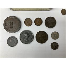 Queen Victoria 1861 penny, 1876 sixpence coin, five early silver coins including Elizabeth I etc