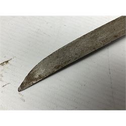 Japanese tanto dagger with 25cm single edged blade, gilded plain punched tsuba, cord bound ray skin grip incorporating menuki and ornate gilded metal mounts L39cm overall