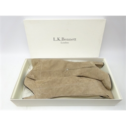  Pair of L.K.Bennett Kaelynn Latte suede heeled boots, size 40, RRP boxed as new   