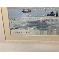 Robert King (British 1936-): 'Woodbridge After Rain', gouache signed, titled on exhibition label verso 27cm x 54cm 
Provenance: exh. The Mall Galleries, Carlton House Terrace, London, label verso
