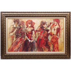 Lena Sotskova (Russian 1963-): 'Apassionato', hand embellished giclee print on canvas signed, titled and numbered 325/375 verso 60cm x 101cm