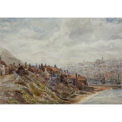 Ada Ruth Habershon (British 1861-1918): Henrietta Street East Cliff Whitby, watercolour signed with the initals, signed and dated Sept. 1st 1888 verso 23cm x 33cm
Notes: Habershon listed as an artist exhibited at the Society of Women Artists in 1887 is recognised as an English Christian hymnist, best known for her 1907 gospel song 