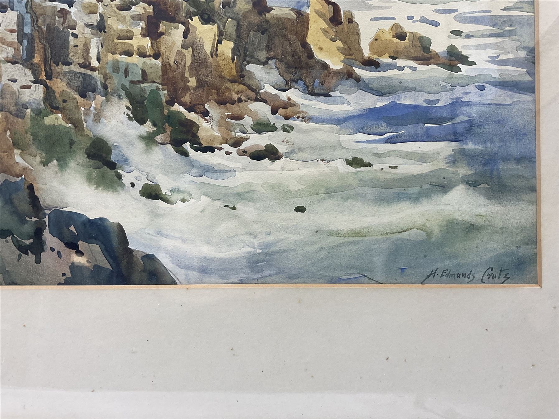H Edmunds Crute (British 1888-1975): Coastal scene, watercolour signed 25cm x 36cm