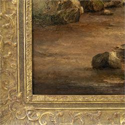 Henry Redmore (British 1820-1887): Unloading a Ship near Flamborough Head, oil on canvas signed and dated 1884, 75cm x 125cm