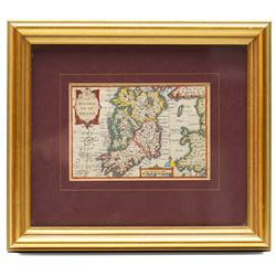 Pieter van den Keere (Flemish 1571-1646): 'The Kingdomes of England Scotland and Ireland', set of four 'Speed Miniature' 17th century engraved maps with hand-colouring pub. 1632, 8.5cm x 12cm (4)