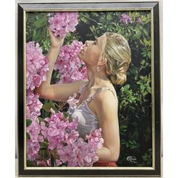 Ruth Fitton (British 1985-): 'Silent Glory', oil on canvas signed and dated 2014, titled verso with artist's studio labels 50cm x 40cm