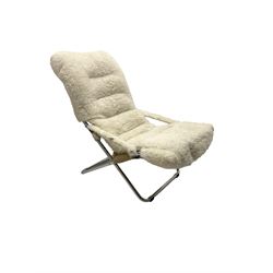 Estetik Decor - sheepskin folding chair, on chrome metal frame