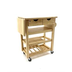 Lightwood kitchen trolley fitted with two drawers