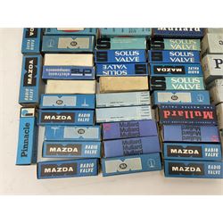 Collection of empty boxes for Pinnacle, Mazda, Mullard, Solus etc, thermionic vacuum tubes/valves, approximately 83