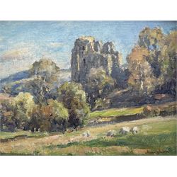 Owen Bowen (Staithes Group 1873-1967): Harewood Castle near Leeds, oil on board signed 26cm x 34cm