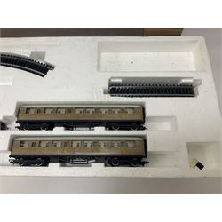 Two Hornby ‘00’ gauge electric train sets comprising R1037 ‘GWR Mixed Traffic’ set, missing Lowmac and container; and incomplete ‘The Blue Streak’ set, both boxed 