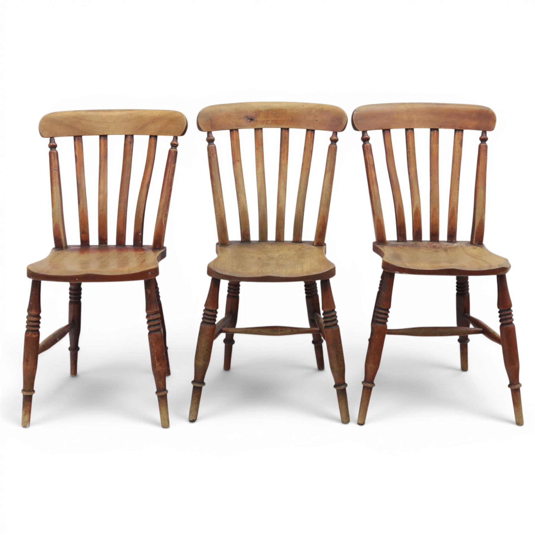 Six 19th century and later elm and beech farmhouse chairs
