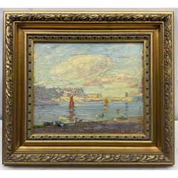 John William Howey (Staithes Group 1873-1938): 'Evening - Hartlepool Harbour', oil on panel signed, titled verso 24cm x 29cm 
Provenance: private collection, purchased T B & R Jordan Fine Art Specialists, Stockton on Tees; the Jordans were responsible for dispersing the estate of Robert Leslie Howey (1900-1981), the artist's son. A fine example of English Impressionism, exemplifying the Staithes Group's French influence.