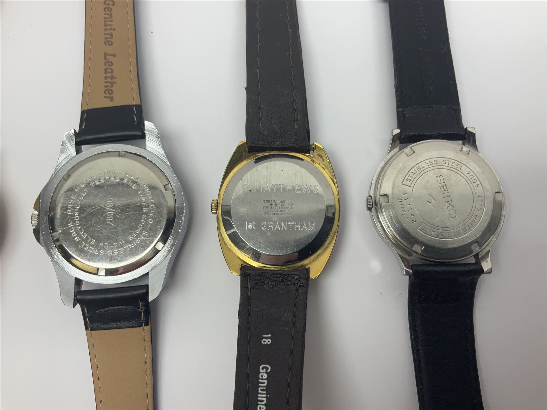 Three automatic wristwatches including Seiko, Debert chronograph and Swiss Emperor and four manual wind wristwatches including Chronograph Swiss, Interpol, Mithras chronograph and Oris
