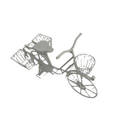 White painted garden bicycle planter
