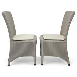 Neptune – Sheldrake limed oak extendable dining table and eight Havan loom chairs, the oval top in limed oak finish with four additional leaves extending the table to seat up to ten (Extends to cm), raised on turned legs with two additional centre supports, the matching Havan loom chairs finished in grey with cream upholstered seat covers (H 95cm, W 47cm, D 55cm)