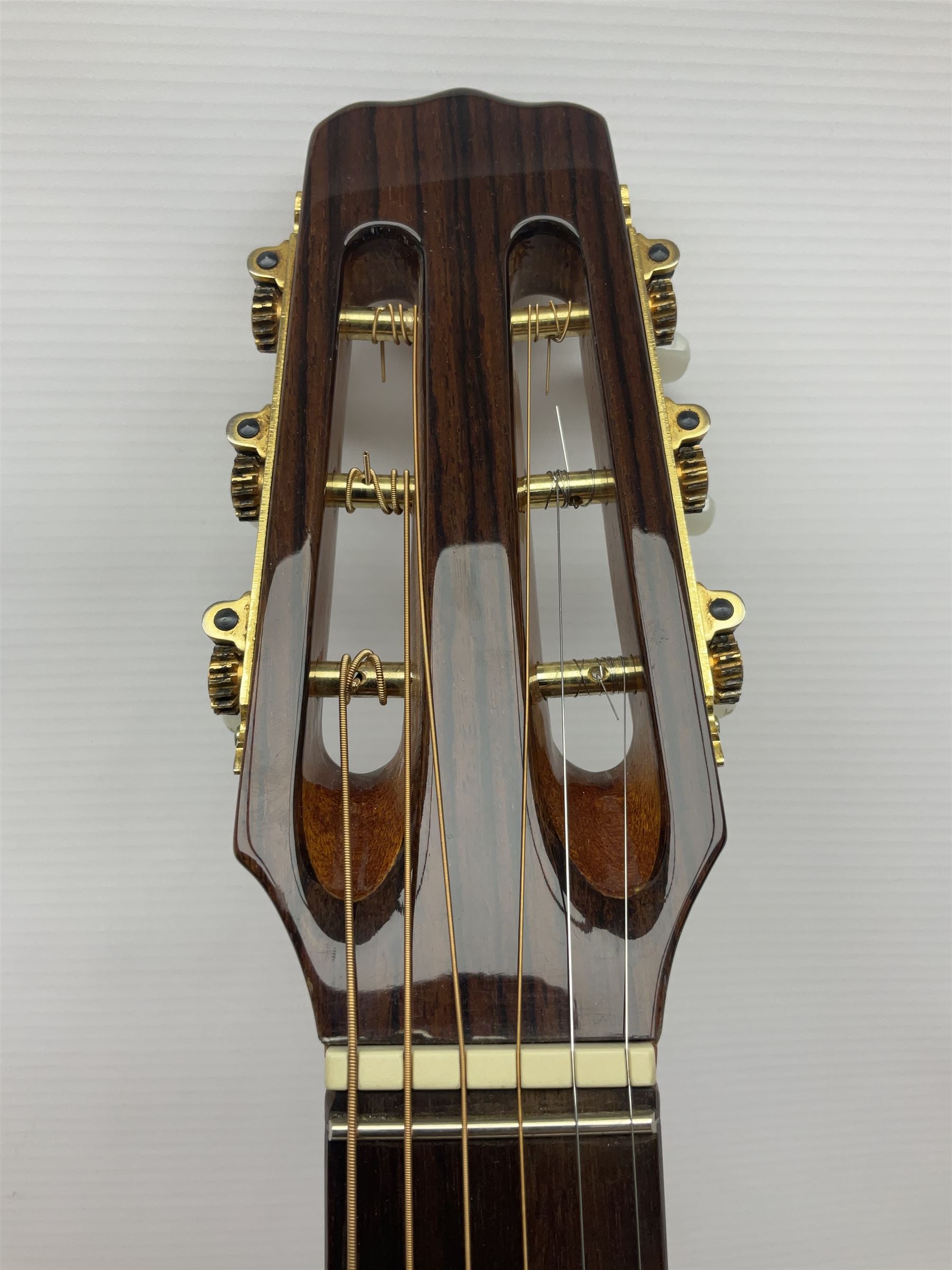 Spanish Gitano Manuel Rodriguez EMC1 Maccaferri acoustic guitar, c2000, the cedar top with D-hole, L98cm overall; in lightweight hard carrying case.