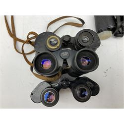 Twelve pairs of binoculars to include BWCF 7x35 Extra Wide Angle, Carl Zeiss Jena Delturis 8x24, Carl Zeiss Jena Jenoptem 8x30W, Chinon Countryman 10x50,  Ajax 8x30, Regent 16x50, etc,  some with cases